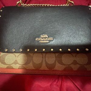 Coach crossbody with chain, several pockets, never used